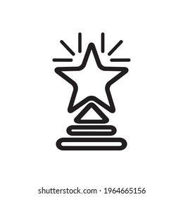 Star. Contoured simple award star statuette isolated on white. Logo trophy symbol of victory win triumph. Minimalistic label of success achievement.