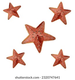 star cookie illustration watercolor
design,background five of set collection