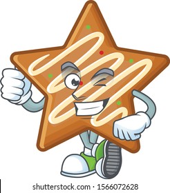 Star cookies cartoon with the mascot thumbs up
