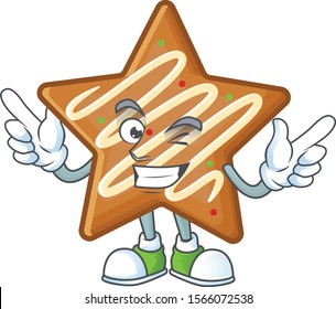 Star cookies cartoon with the mascot wink