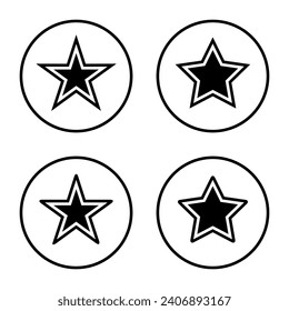Star cowboy icon set on circle line. Stars symbol vector