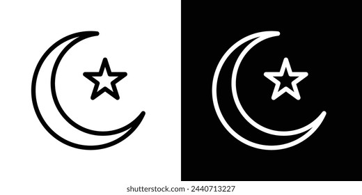 Star and Crescent Emblem Set. Icons of Islamic Nightscape and Religious Symbolism.