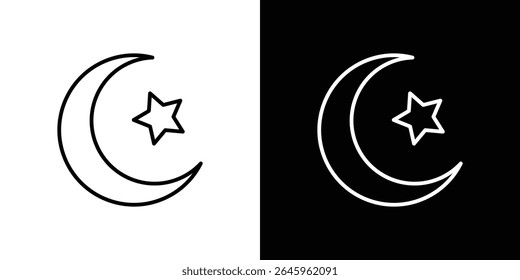 Star and crescent icon Flat style logo vector. perfect for UI designs