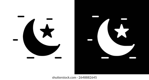 Star and crescent icon of a flat style vector