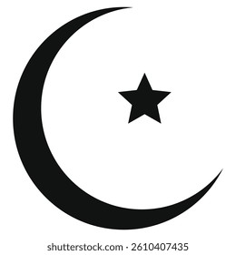 Star and crescent icon isolated on white background.