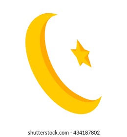 Star and Crescent icon, isometric 3d style