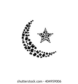 Star and crescent icon on white background. Vector illustration.
