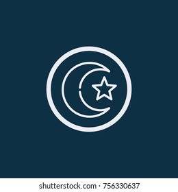 Star and crescent icon on white background. Vector illustration.