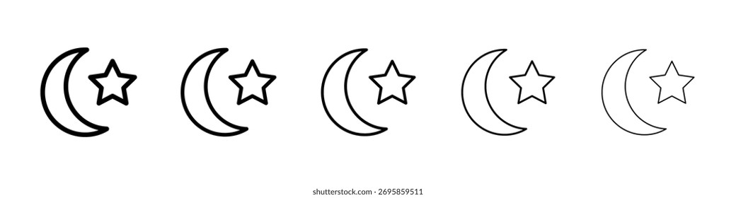 Ícone de estrela e crescente Ilustração de arte vetorial