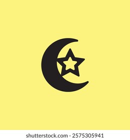 Star and crescent icon vector illustration. Symbol of Islam, Ramadan, Eid Mubarak