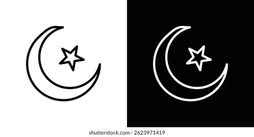 Star and crescent icon vector, illustration logo template in trendy style