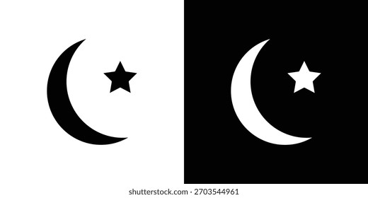 Star and crescent icon. Vector illustration. Flat design.