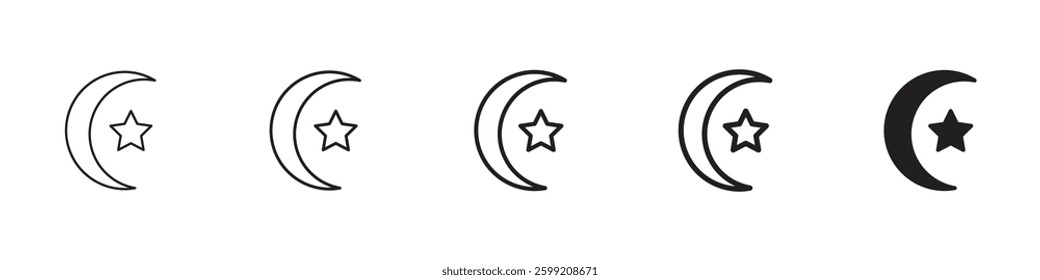Star and crescent icons in black outline, solid and colored style