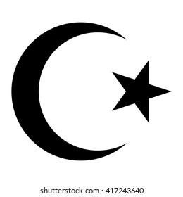 Star And Crescent Islam Symbol Black