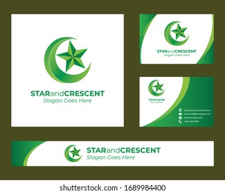 Star and crescent logo, business cards and web header