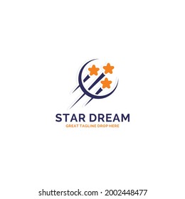star and crescent moon cheerful vector logo design