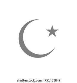 Star and crescent moon glyph icon. Simple web black icon, can be used as web element icon on white background