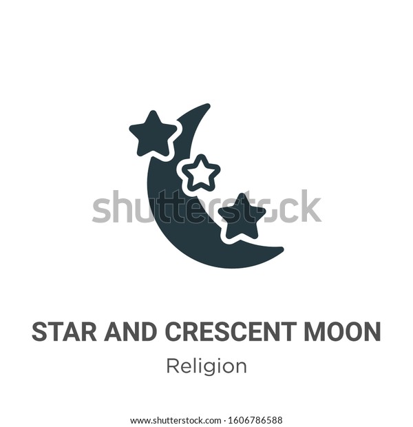 Star\
and crescent moon glyph icon vector on white background. Flat\
vector star and crescent moon icon symbol sign from modern religion\
collection for mobile concept and web apps\
design.