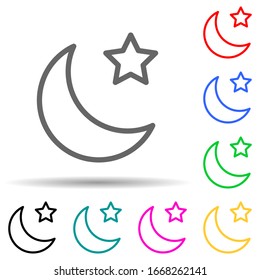 icono de estrella y luna creciente. Elemento de icono simple para sitios web, diseño web, aplicación móvil, infografía. Icono de línea gruesa para el diseño y desarrollo de sitios web, desarrollo de aplicaciones