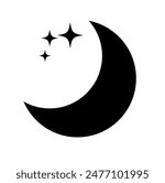 Star and Crescent Moon icon on White Background.