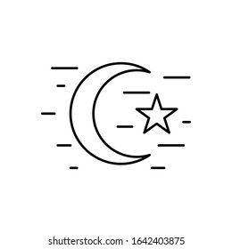 Star and crescent moon icon. Simple line, outline vector religion icons for ui and ux, website or mobile application