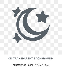 Star and Crescent Moon icon. Trendy flat vector Star and Crescent Moon icon on transparent background from Religion  collection. 