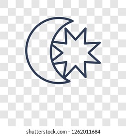 Star and Crescent Moon icon. Trendy Star and Crescent Moon logo concept on transparent background from Religion-2 collection