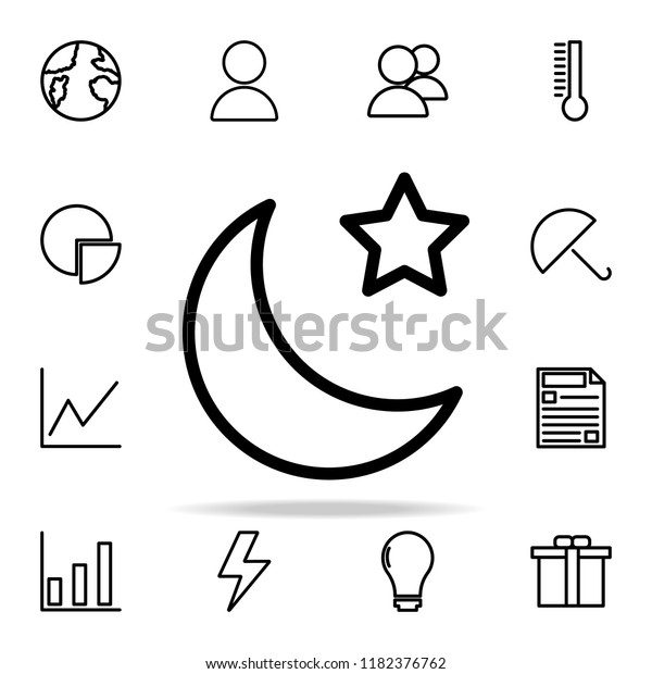 star and crescent moon icon. web\
icons universal set for web and mobile on white\
background