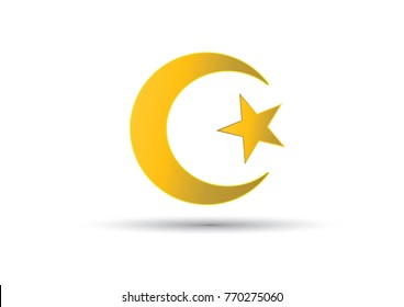 Star and crescent moon. Islam symbol. Vector design.