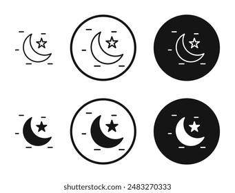 Stern und Halbmond umrissen Symbol Vektorgrafik Kollektion.