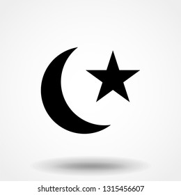 Star and crescent - symbol of Islam flat icon for apps and websites