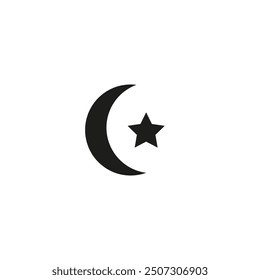 Estrella y media luna - símbolo del icono plano del Islam para App y Sitios web