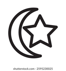 Star and crescent - symbol of Islam flat icon for apps and websites. size 10 EPS