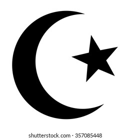 Star And Crescent - Symbol Of Islam Flat Icon For Apps And Websites