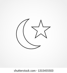 Star and crescent - symbol of Islam line icon for apps and websites