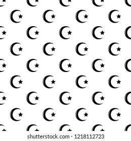 Star crescent symbol islam pattern vector seamless repeating for any web design
