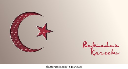 Star and crescent - symbol of Islam, with text ramadan karem