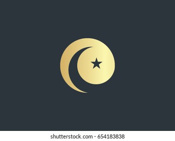 star and crescent vector icon