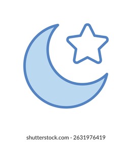 Star And Crescent vector icon stock illustration