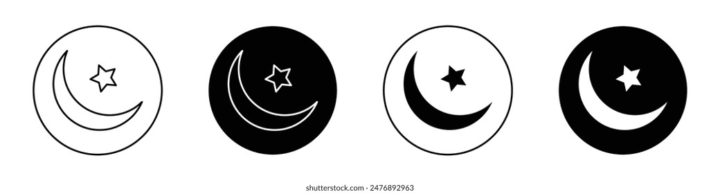 Stern- und Halbmond-Vektorgrafik-Symbol im flachen Stil.