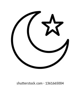 Star and crescent vector illustration, Ramadan related line style icon