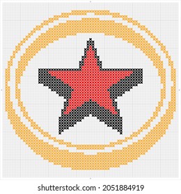 Star Cross Stitch, Star Shape Vector Art Illustration