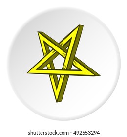Star crossed icon in cartoon style on white circle background. Figure symbol vector illustration