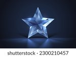 Star Crystal 3d, premium award, game prize, icon star glass. Vector illustration