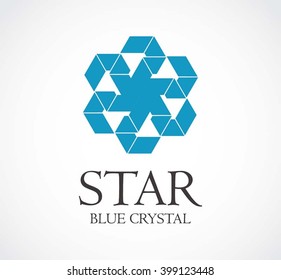 Star crystal of geometric abstract vector and logo design or template circle polygon business icon of company identity symbol concept