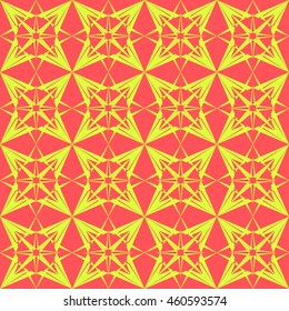 The star of the crystal. Yellow star on a red background for a pattern or background