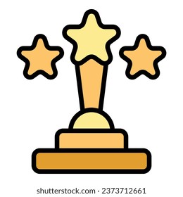 Star cup icon outline vector. Movie show. Festival place color flat
