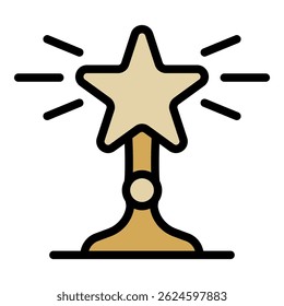 Icono de la taza de la estrella. Esquema de la taza de la estrella Vector icono de color plano aislado