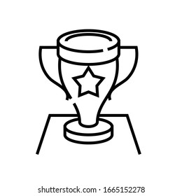 Star cup line icon, concept sign, outline vector illustration, linear symbol.