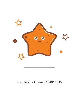 Star Cute Character Sad Expression 